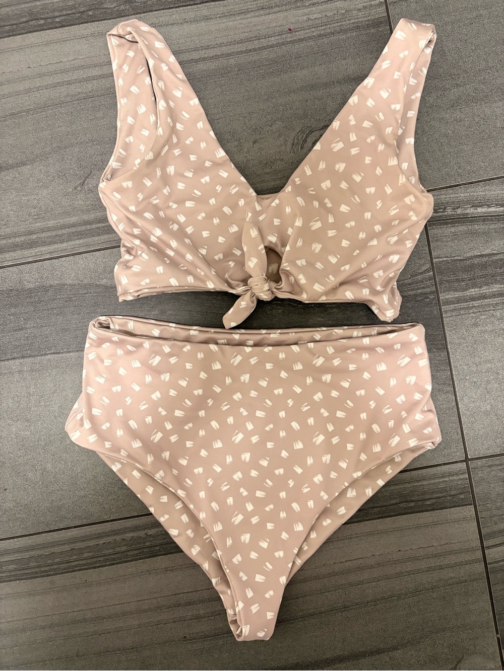Imagine Perry High-Waist Bikini Set with Tie Front Top (medium top and large bo)